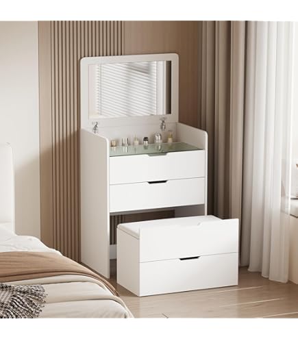 Amazon｜Isabally ドレッサー コンパクト テーブル LEDライト付き 幅